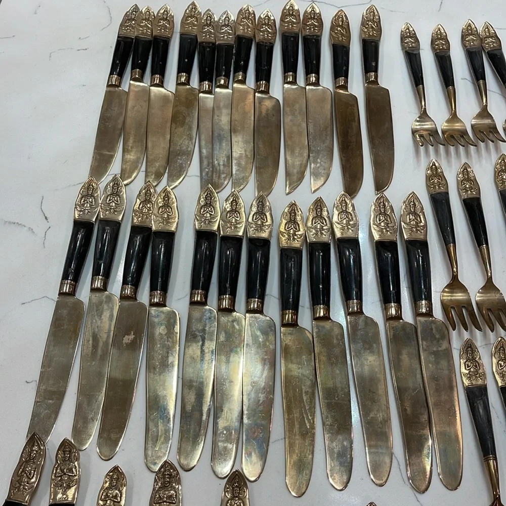 Vintage PCL SIAM Brass Wood BUDDHA 71 pieces